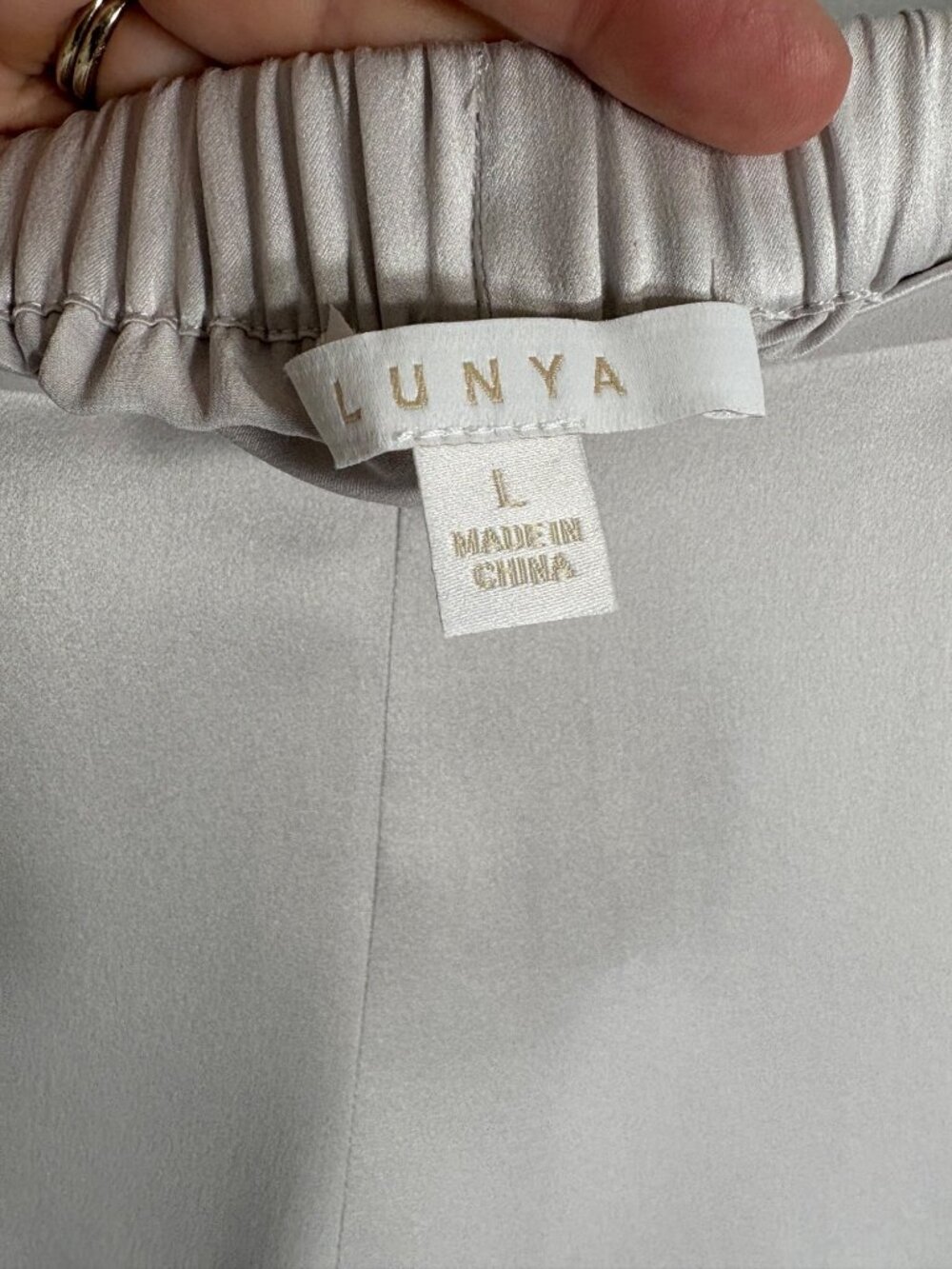 Lunya High Waist Washable Silk Pajama Pants Light Grey-sz Large - Picture 2 of 9
